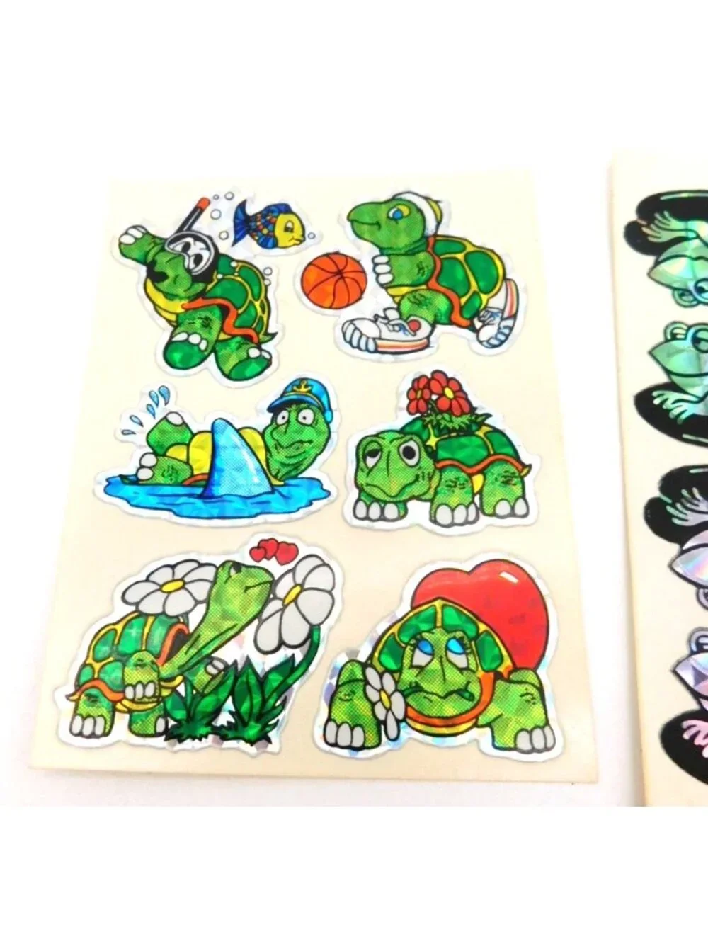 Vintage Vending Prism Holographic Turtle Frog Sticker Sheets 1980s Collectible